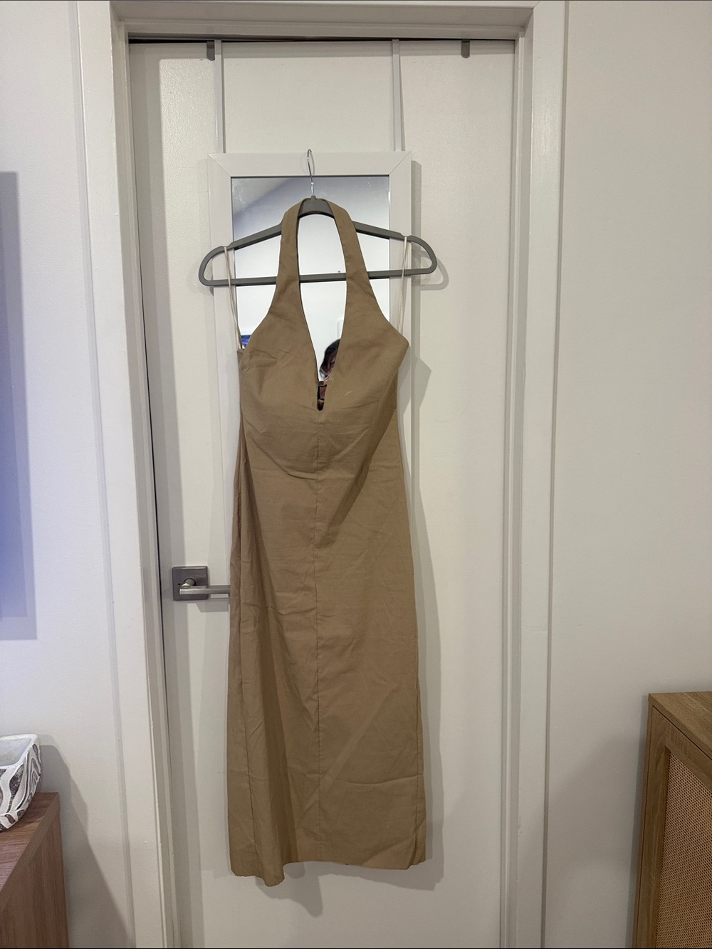 Zara Tan Halter Midi Dress